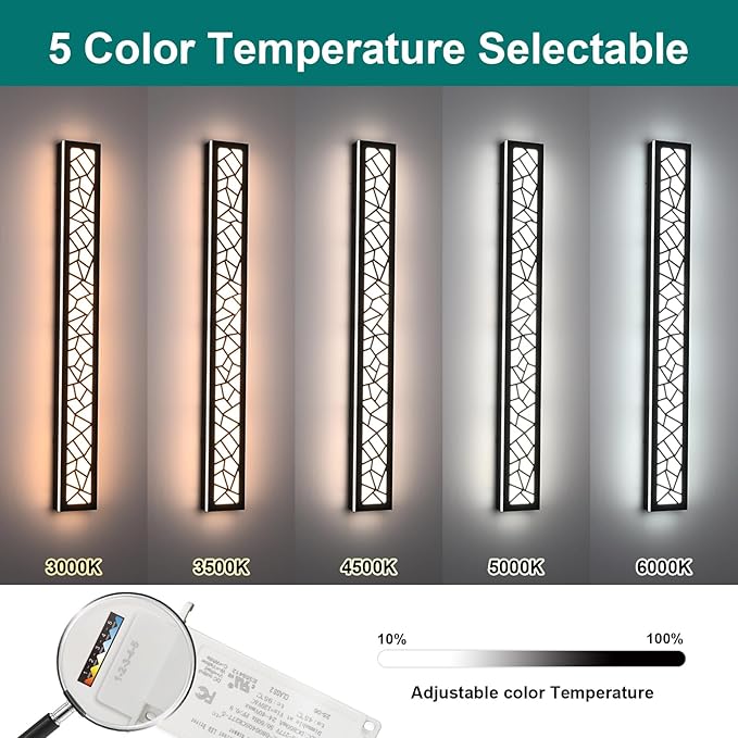 2 Pack Modern Outdoor Long Wall Lights Fixture40 inch Outdoor LED Wall Sconce LightDimmable Outside Wall Led Linear LightsExterior Lighting Fixtures for GaragePorchPatioFront Door
