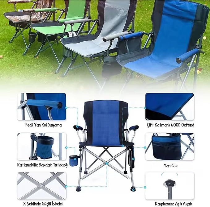 Legend Camping - Professional Fold&ampGo Folding Camping Chair – Blue