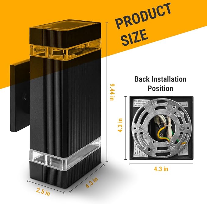 KOSTA Dusk to Dawn Outdoor Lighting 3000K LED Square Outdoor Wall Light Waterproof Exterior Lighting Fixtures for House Porch Patio and Garage2 Packs