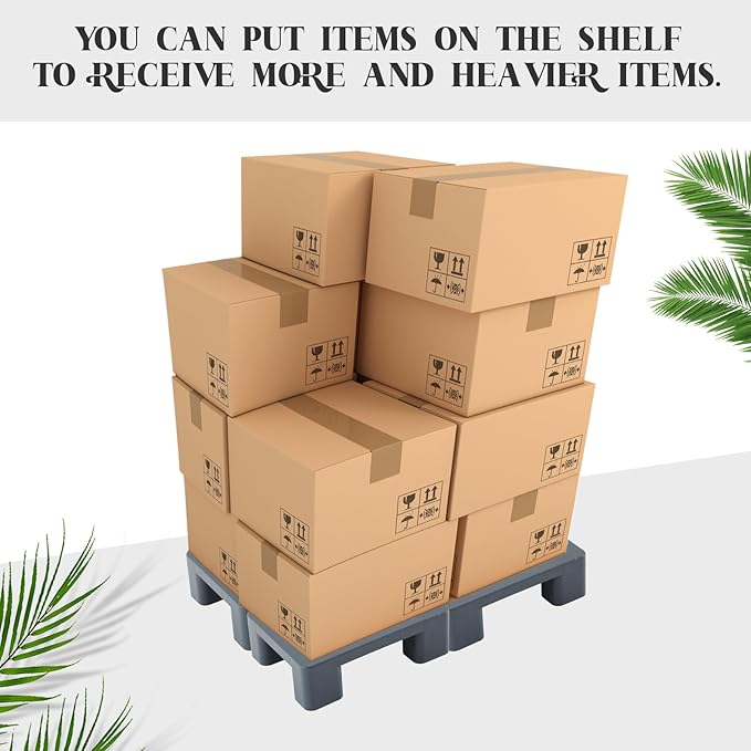 1 Pack Dunnage Rack 15.75 Long x 11.81 Wide 4.72 Height Plastic Dunnage Rack 600+ Pound Capacity Storage Commercial Food Service Storage in Restaurant Kitchens Shop Outdoor Use Gray