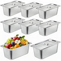 8 Pack Stainless Steam Hotel Pan 6 Deep Steam Table Pan with Lid 0.8 mm Thick Stainless Steel Restaurant Anti Clogging Steamer for Party Restaurant Hotel(1/3 Size)