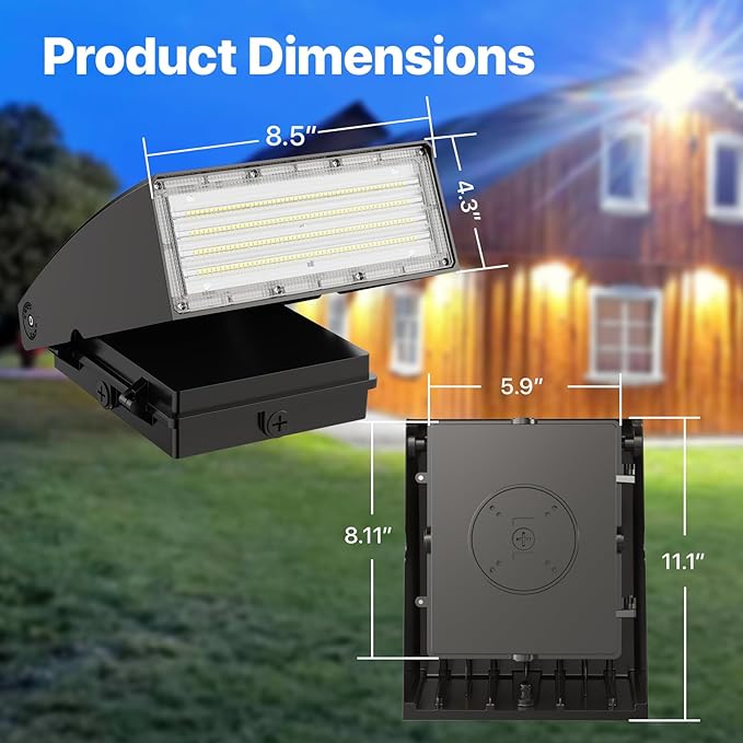 HYPERLITE Wall Pack Led Exterior Light: 100W 13000LM ETL Listed Cut-Off LED Wall Pack Light - IP65 Waterproof Security Light Commercial and Industrial LED Wall Lights for Parking lot Home Yard