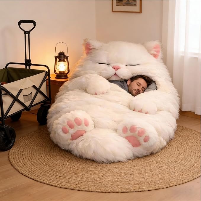 Cat Sleeping Bag 69x31inch Cute Cat Winter Sleeping Bag Washable Warm Blanket Plush Envelope Sleeping-Bag for Camping Sleepovers &amp Home Lounging