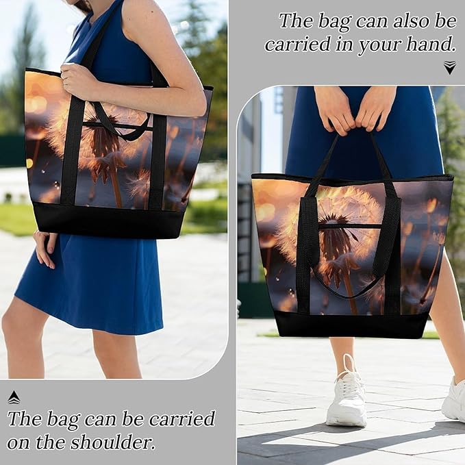 Insulated Shopping BagLarge Reusable Cooler Bags Dandelion Flower Printed Foldable Shopping BagTravel Waterproof Shoulder Bag