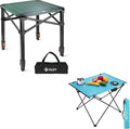 VILLEY Folding Camping Square Table with Carry Bag Folding Camping Table with 2 Cup Holders &amp Carry Bag