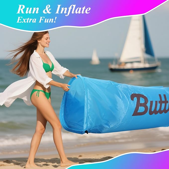 Inflatable Lounger Air Sofa Portable Hammock Couch Air Sofa Water Proof&amp Anti-Air Leaking Design for Beach Camping Picnics Travel &amp Festivals