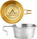Camping Sierra Cup Set fo 2 304 Stainless Steel Stackable Portable 450ML Sierra Bowl Cup for Camping and Hiking With Free Travel Bag (Gold &amp Silver)