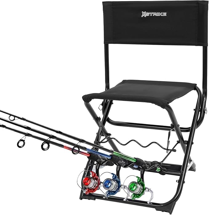X Strike Portable Fishing Chairs Outdoor Folding Stool for Adults Portable Camping Chair for Ice FishingHuntingLawnPatioGarden300LBS.