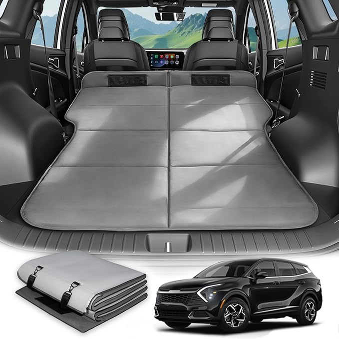 Car Bed for Kia Sportage Foldable Non-Inflatable Memory Foam Camping Mattress Thickened Portable SUV Trunk Sleeping Pad Air Mattress Upgrade for Camping &amp Travel Essentials With Storage Bag G
