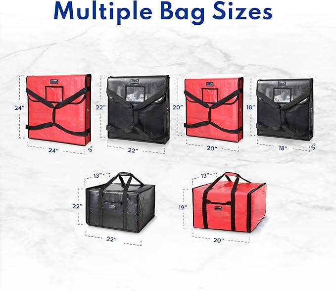 New Star Foodservice Insulated Pizza Delivery Bag 20 x 20 x 5 Inch Black