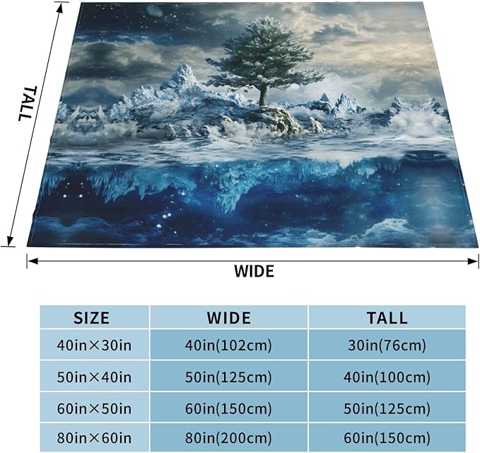 Ice and Snow Soft Fleece Blanket 60 * 50 inch Soft Sofa Blanket Suitable for Sofa Camping Travel Night Cover Blanket