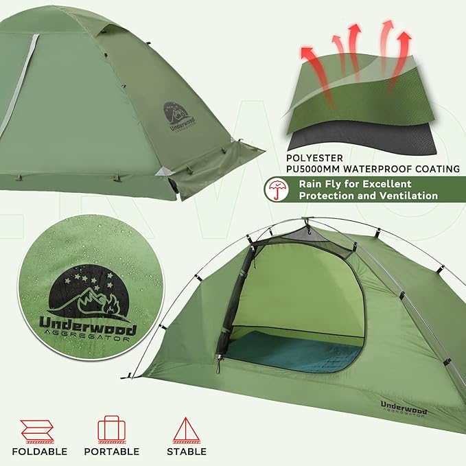 1/2 Person Backpacking Tent for 4-Season - Winter Waterproof Tent for One Person Lightweight Camping Gear for Backpacking Easy Set Up Cold Weather Essentials by Underwood Aggregator