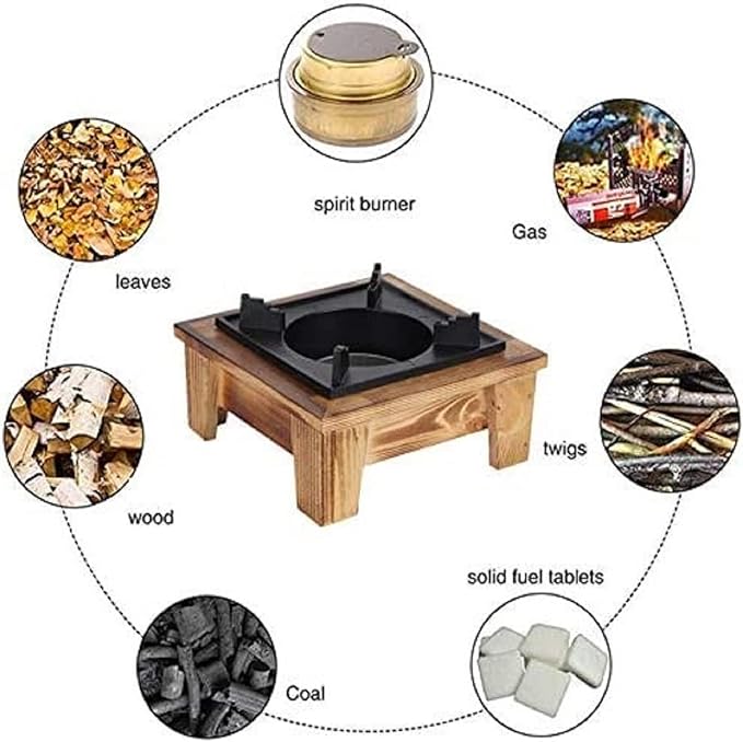 Jerliflyer Alcohol Wood StoveJapanese Portable Stove Belly Stove for Outdoor Picnic for Soup Pot Roasting Pan Kettle