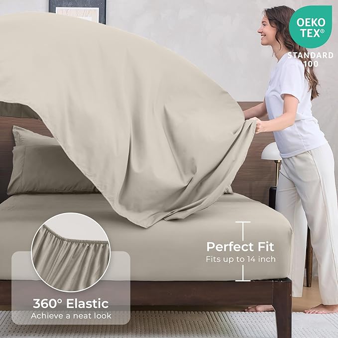 HEVUMYI Linen Full Comforter Set - 7-Piece All Season Bed in a Bag Full Ultra Soft Bedding Set with Comforter Flat Sheet Fitted Sheet Pillowcases Pillow Shams
