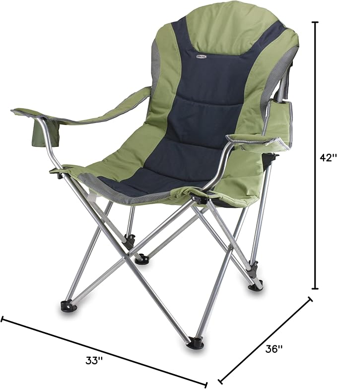 Picnic TIME Reclining Camp Chair Beach Chair for Adults Sports Chair with Carry Bag