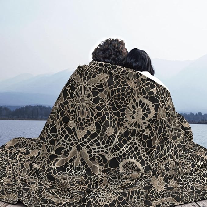 Lace 60x50 Printed Soft Fleece Blanket for Sofa Bed and Camping - Cozy Blanket for Travel Picnics Nighttime Use
