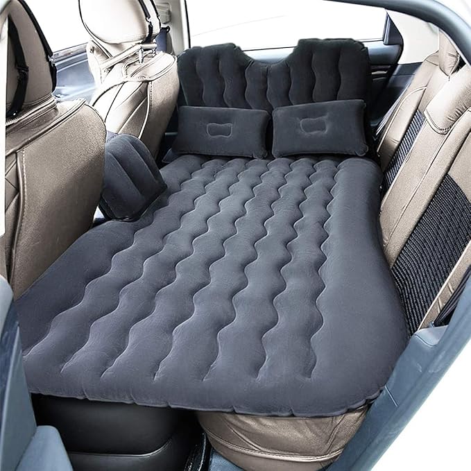 Zone Tech Inflatable Car Travel Air Mattress Back Seat- Pump Kit Premium Quality- Vacation Camping-Sleep Automotive Bed with 2 Air Pillows Car SUV Universal Fit