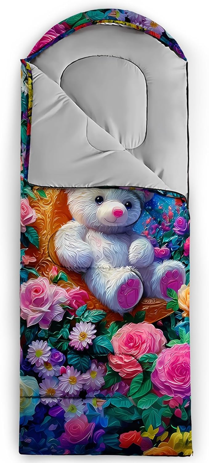 AILONEN Cartoon Camping Sleeping Bag for Boys Girls AdultsLightweight &amp Waterproof3 Season Warm &amp Cold WeatherPortablePrinted Sleeping BagTravelingCampingHiking