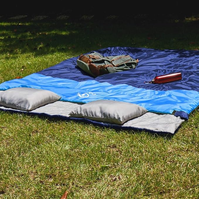 oaskys Double Sleeping Bag for Adults with 2 Pillows - Queen Size XL Waterproof Sleeping Bag for All Season Camping Hiking Backpacking 2 Person Sleeping Bags for Cold Weather &amp Warm