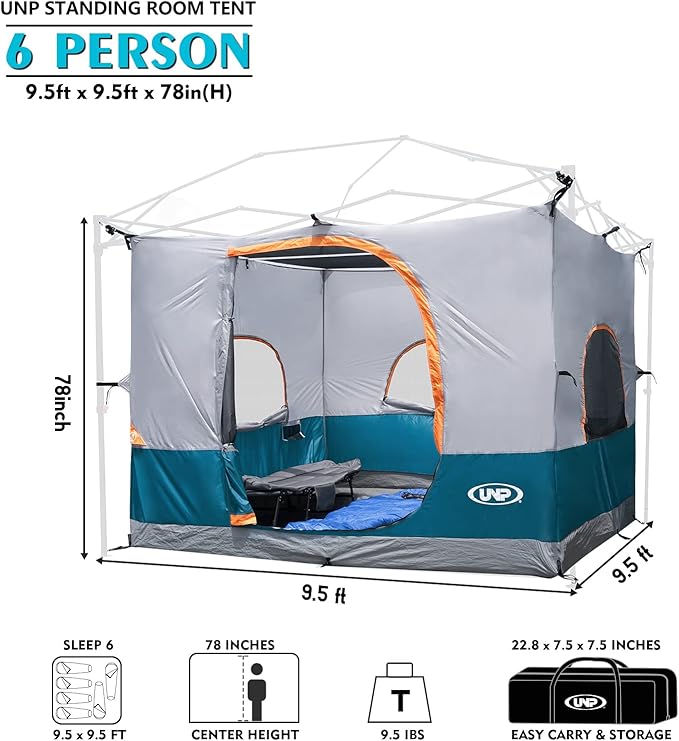 UNP Camping Canopy Tent - Inner Tent for 10' x 10' Pop Up Canopy Simple Installation Fully Vented Roof Enclosed Canopy Space Ocean Blue (Frame NOT Included)