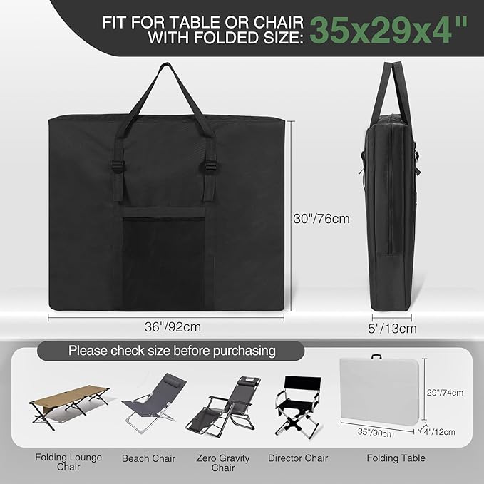 REDCAMP Folding Table Storage Bag WaterProof Carry Bag with Handles for Folding Picnic Camping Card Table Black 36 D x 5 W x 30 H