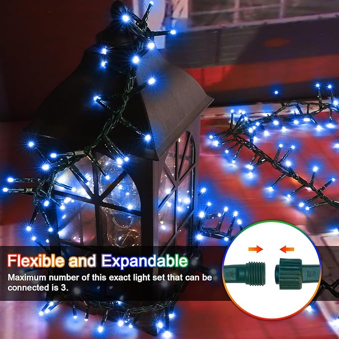 LAMPHOME 500 LED String Lights Outdoor 11 Modes Plug in Twinkle Fairy Lights for Bedroom 46ft 500LED Christmas Lights Cluster Lights Outdoor Waterproof -Blue