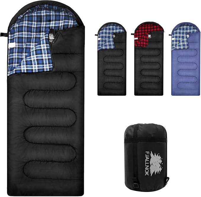 100% Cotton Flannel Sleeping Bag for Adults Big&ampTall Size Backpacking Lightweight Waterproof for Girls Boys Mens Teen for Camping Hiking Outdoor Travel with Compression Bags