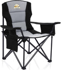 Oversized Folding Camping Chairs - 450 LBS Support Heavy Duty Camp Chair with Padded Cushion Portable Outside Chairs with Carry BagCooler Cup Holder for Outdoor Lawn Sports - Black