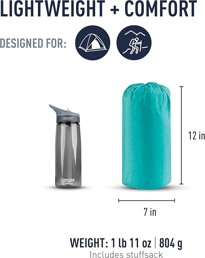 Sea to Summit Comfort Light Self-Inflating Foam Sleeping Pad for Camping and Backpacking Women's Large (72 x 23 x 2 inches)