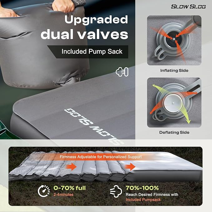 Self-Inflating Sleeping Pad with Portable Electric Air Pump 4in Thick Memory Foam Camping Mattress for Tent Cot &amp Car Travel Fast Inflate &amp Deflate Camping Pad