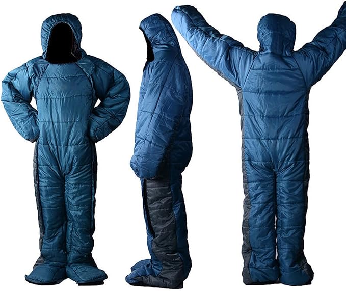 Human Walking Sleeping Bag Adult Sleeping Bag for Camping Cold Weather 0 Degree Mummy Style Lightweight Humanoid Sleeping Bag Outdoor Wearable Warm Sleeping Suit for Men and Women