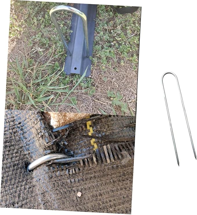 4Pcs U Shaped Ground Pegs for Outdoor Camping Heavy Duty Landscape Pins for Tents Trampolines and Awnings Lightweight and Portable for Hiking and Picnics