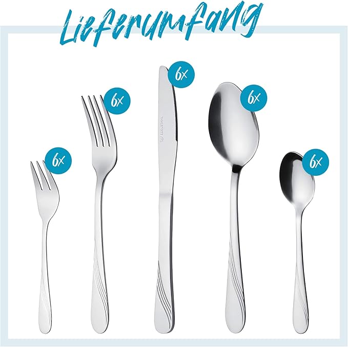 GRÄWE cutlery set for 6 persons made of stainless steel table cutlery set nickel free stainless hand polished dishwasher safe - Stralsund Series