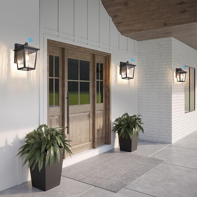 Dusk to Dawn Outdoor Wall Lantern Exterior Wall Sconce Light Fixture with E26 Base Black Waterproof Wall Mount Light Outdoor Lantern for Porch