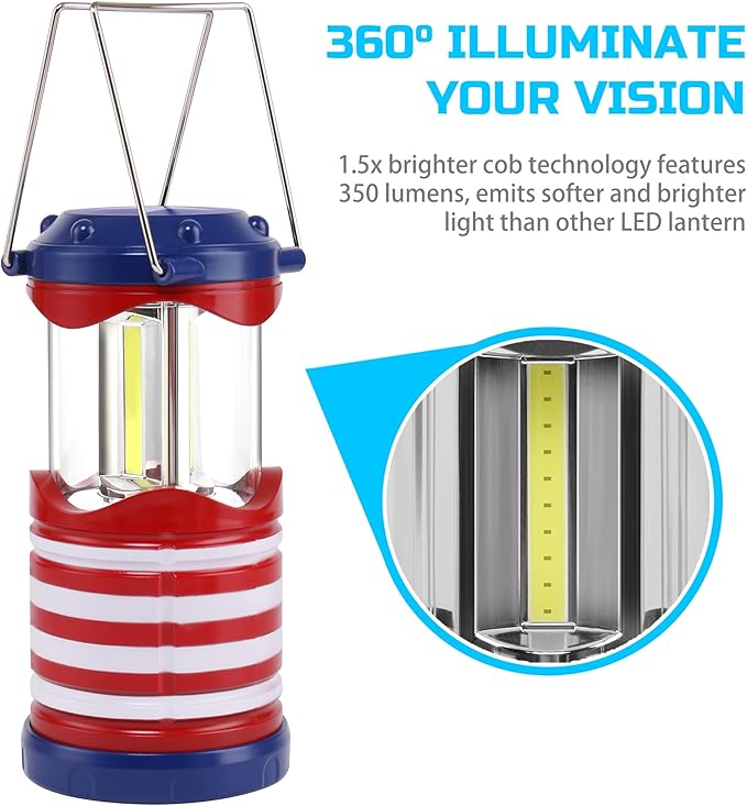 Lichamp LED Camping Lantern 4 Pack Battery Powered Flashlight for Power Outages Portable Collapsible Hanging Light Essential for Home Outdoor Emergency Lamp Survival Kit Gear for Hurricane C2