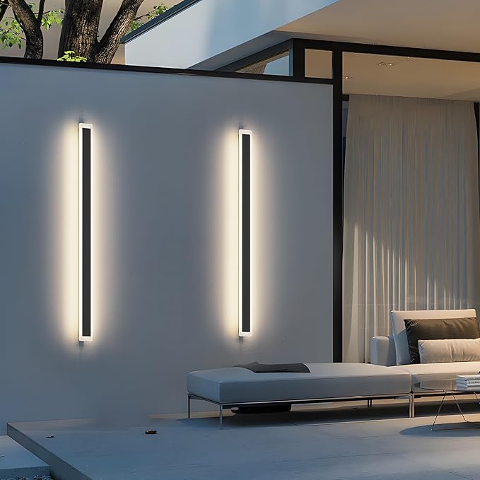 47.2In 4000K Long Outdoor Wall Light IP65 WaterproofModern Black Exterior Wall Mount Lighting for Porch Courtyard1Pack
