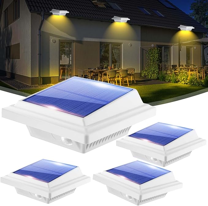 Gutter Lights 40 LEDs Solar Patio Decor Light Deck Lights Outdoor Waterproof Fence Light for Wall Backyard Porch Patio PoolStep Stairs Yard Garden Pathway - 4 Pack-WhiteWarm White Light