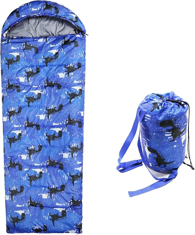 Kids Sleeping Bags - Camping Sleeping Bags with Carry Bag - Compact Sleeping Bag for Hiking Backpacking 3 Season Warm &amp Cool Weather Lightweight Waterproof Outdoor Travel for Boys Girls