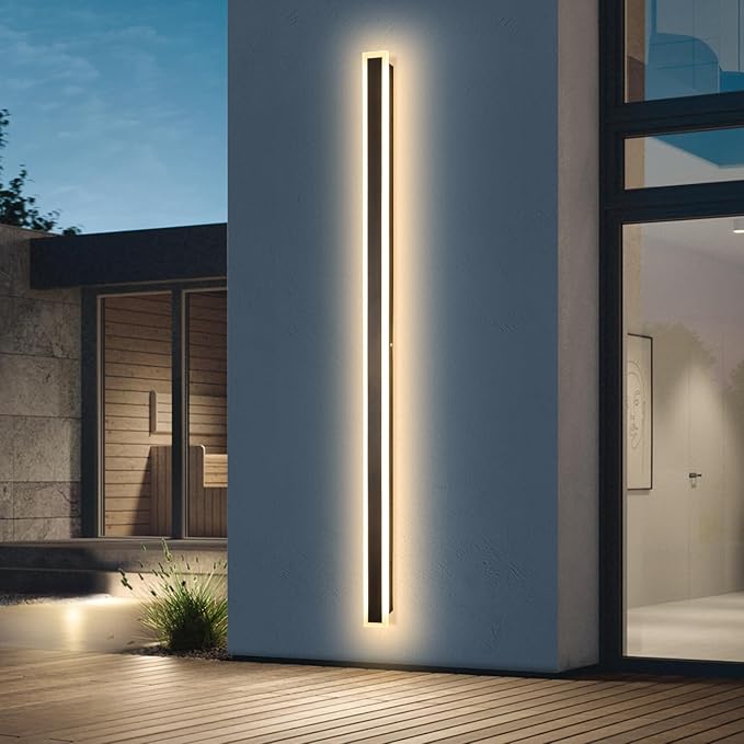 70.9In Outdoor Wall Sconces Black Modern Exterior Wall Light Fixtures for House 3CCT Dimmable LED Long Outside Wall Light for Garage Patio Porch Doorway Stairway