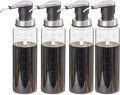 4 Pcs 16.9 Oz Pressing Sauce Bottles Clear Glass Dispensers with Pumps Stainless Steel for Coffee Syrup and Salad Dressing Leak-Proof
