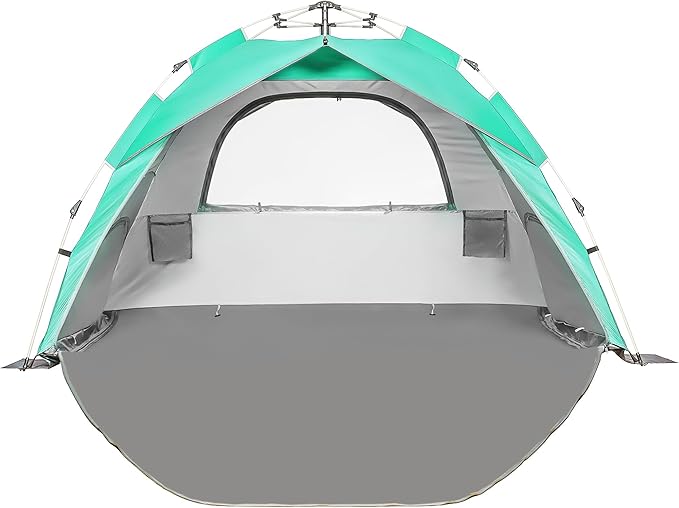 Beach Tent for Family with Kids Pop Up Beach Sun Shade Tent with UPF 50+ UV Protection Removable Floor Zippered Privacy &amp Ventilation Sun Shelter Family 3 to 4 Person