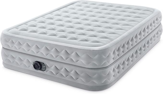 Intex 64489ED Dura Beam Supreme Air Flow Inflatable Velvetaire Soft Airbed Mattress w/Built in Pump &amp Portable Storage Case Queen