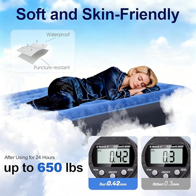 Air Mattress Full with Built in Pump10’’ Blow up Mattress for Adults 650 LBS Portable Air BedCamping Inflatable Mattress for Guest Camping Home &amp Travel Carry Bag Included