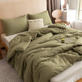 ROSGONIA Queen Comforter Set Olive Green 3pcs Bedding Sets Queen (1 Boho Olive Comforter &amp 2 Pillowcases) All Season Lightweight Blanket Quilt