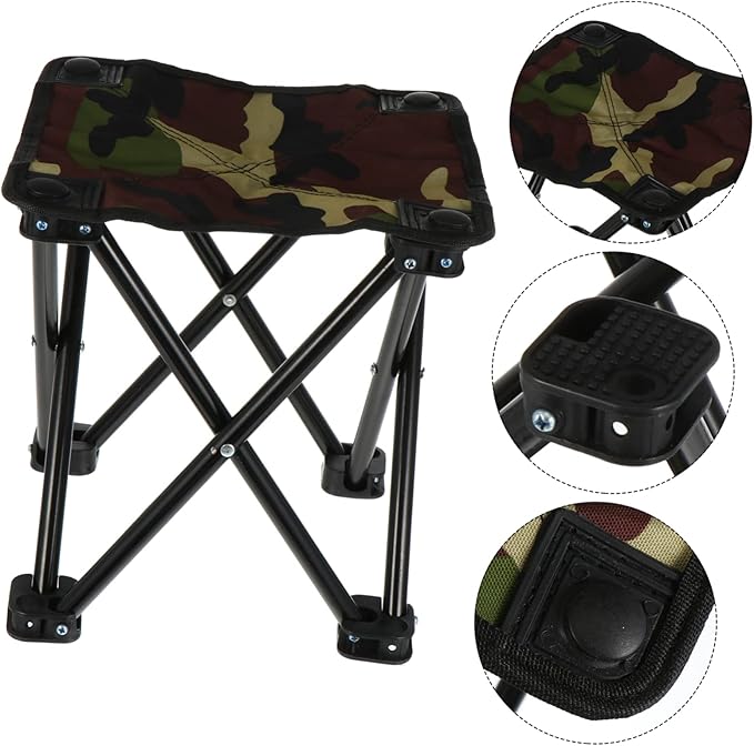 Mikikit Folding Fishing Stool Compact Outdoor Camping Chair Oxford for Comfortable Use