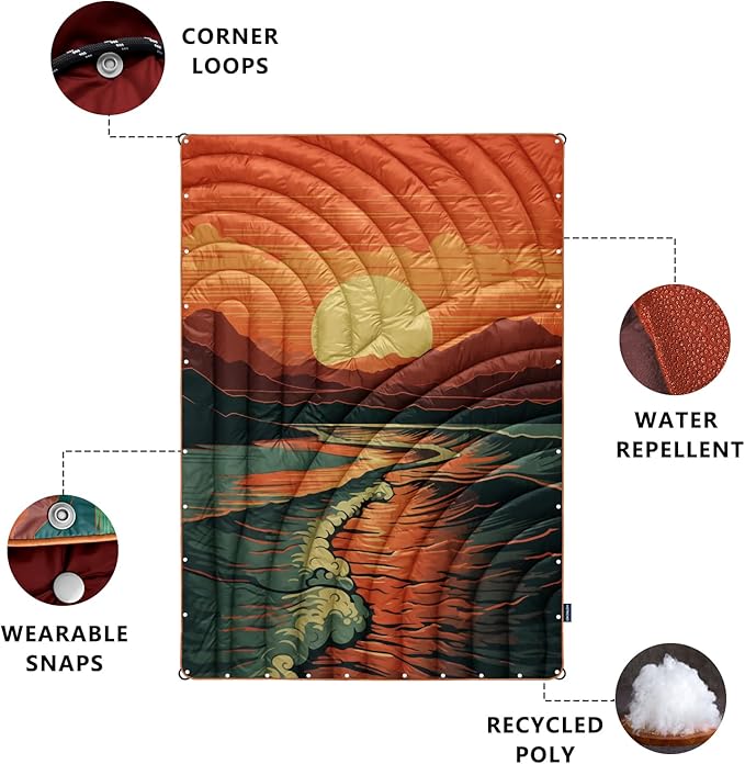 Camping BlanketLightweight Puffy Printed Camping Blanket Packable Outdoor Blanket for CampingTraveling Stadium Hiking Picnics