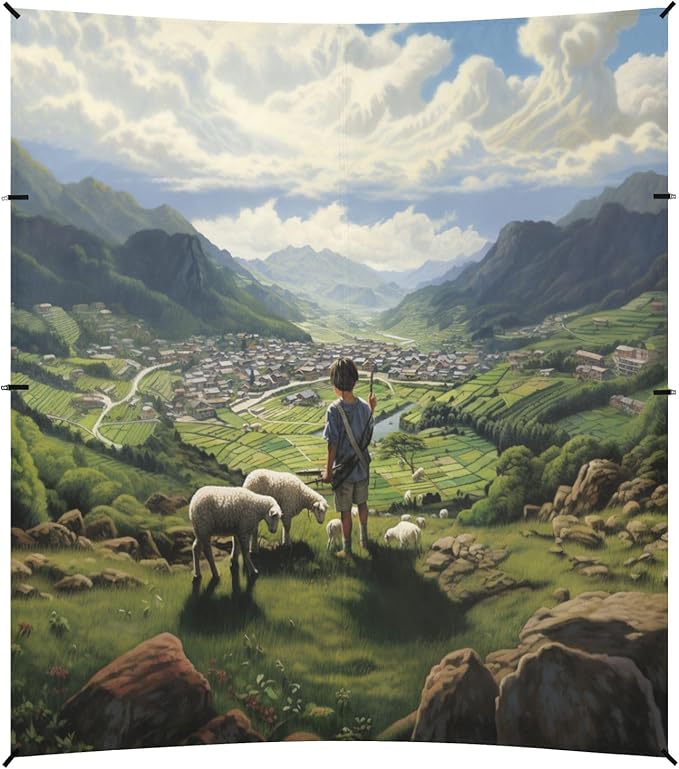 Camping Sun Shelters Character Shepherding in The Mountain Beach Canopy 126 * 110.2in