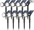 Solar Spot Lights Outdoor 10 Pack Outdoor Solar Lights for Yard 4 Lighting Mode Solar Landscape Spotlights with Auto On/Off 2-in-1 Waterproof Wall Lights for Garden Walkway (Cool White)