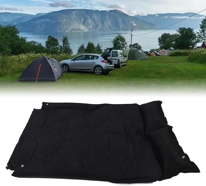 SUV Air Mattress 5cm Thickness Soft Suede Inflatable Car Bed with Side Guard for Mid Large SUV Minivan Truck (Black)