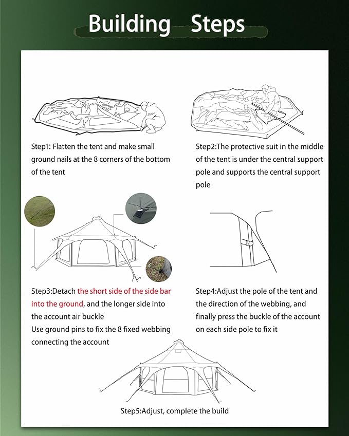 Cotton Canvas Tent Bell - Yurts Breathable and WindproofGlamping for 6/8/10Person Family Camping